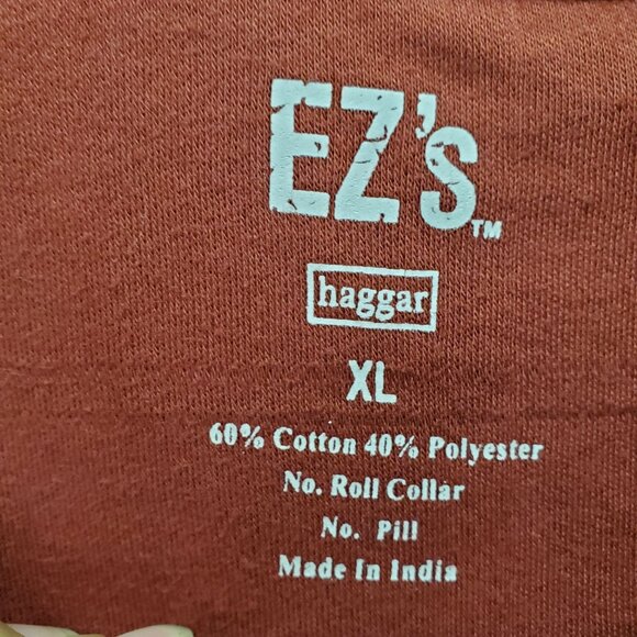 Haggar Shirt Mens XL Rust Red Polo EZs Cotton Blend Casual - Picture 2 of 8